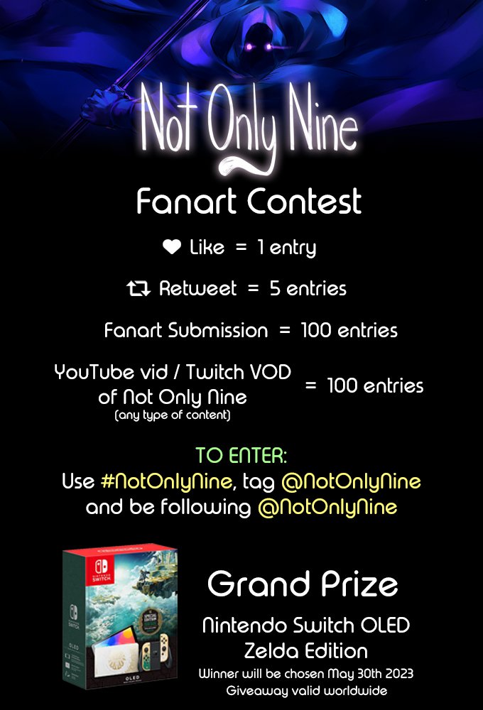 Larryzaur (@larryzaur) on Twitter photo Announcing the Not Only Nine fanart contest - giving away a Zelda Nintendo Switch!
Tweet your fanart or video with #NotOnlyNine and tag <a href="/NotOnlyNine/">Not Only Nine</a> to enter.
Like/RT and follow! Winner will be chosen May 30th.
Support Not Only Nine on Kickstarter: kickstarter.com/projects/larry… Announcing the Not Only Nine fanart contest - giving away a Zelda Nintendo Switch!
Tweet your fanart or video with #NotOnlyNine and tag <a href="/NotOnlyNine/">Not Only Nine</a> to enter.
Like/RT and follow! Winner will be chosen May 30th.
Support Not Only Nine on Kickstarter: kickstarter.com/projects/larry…