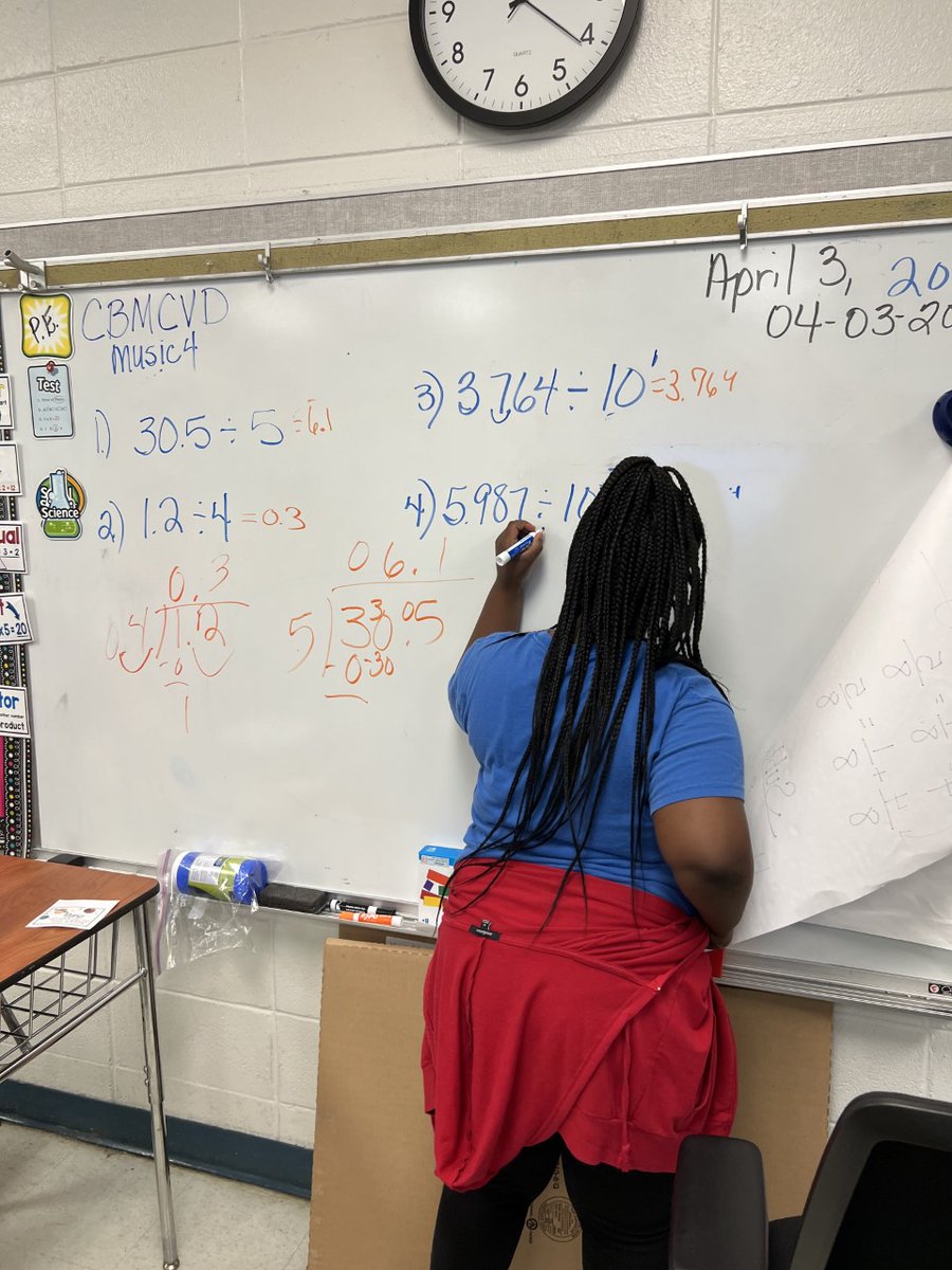 When Ms. Carter's 5th graders first approached dividing decimals, students were a little apprehensive. However, after collaborating strategies and determination, students embraced learning more about decimals. #CelebrateFonde #LearningLeading <a href="/MobilePublicSch/">MobilePublicSchools</a>
