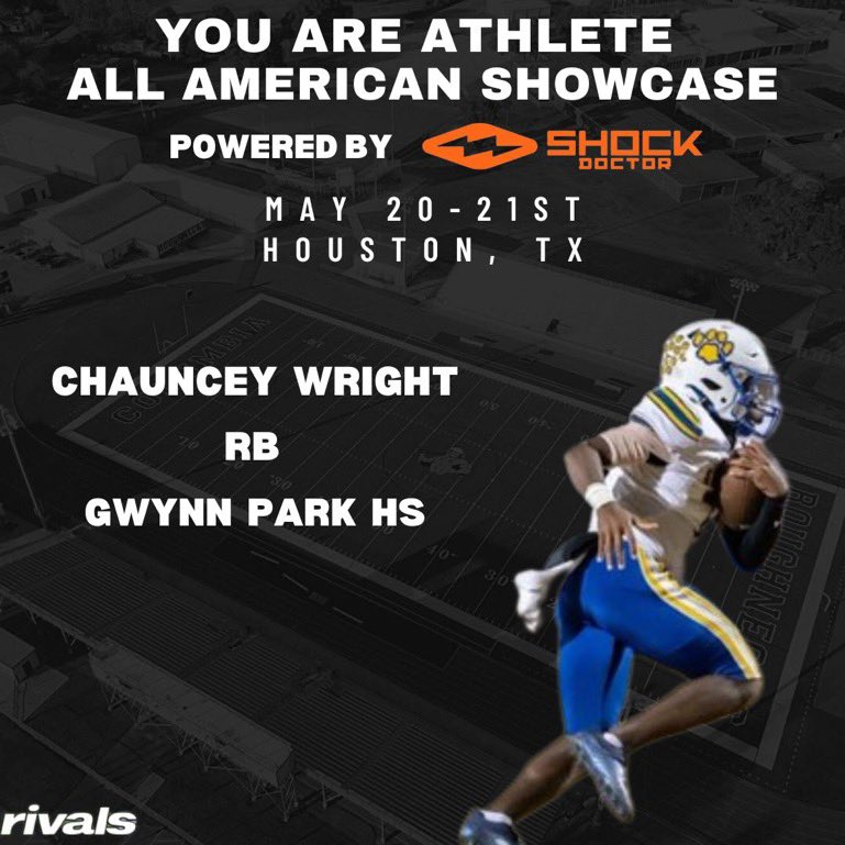CWrightt0's tweet photo. Blessed to receive a invite to be at Houston, TX for the You Are Athlete All American Showcase https://t.co/6Tcq9n2RWK