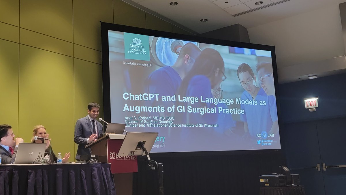 Dan Hashimoto, MD MS FACS (@laparoscopes) on Twitter photo Dr <a href="/anaikothari/">Anai N. Kothari</a> brings the heat on #LLMs like chatGPT <a href="/DDWMeeting/">Digestive Disease Week</a> <a href="/SSATNews/">SSAT</a>
#DDW2023 Dr <a href="/anaikothari/">Anai N. Kothari</a> brings the heat on #LLMs like chatGPT <a href="/DDWMeeting/">Digestive Disease Week</a> <a href="/SSATNews/">SSAT</a>
#DDW2023