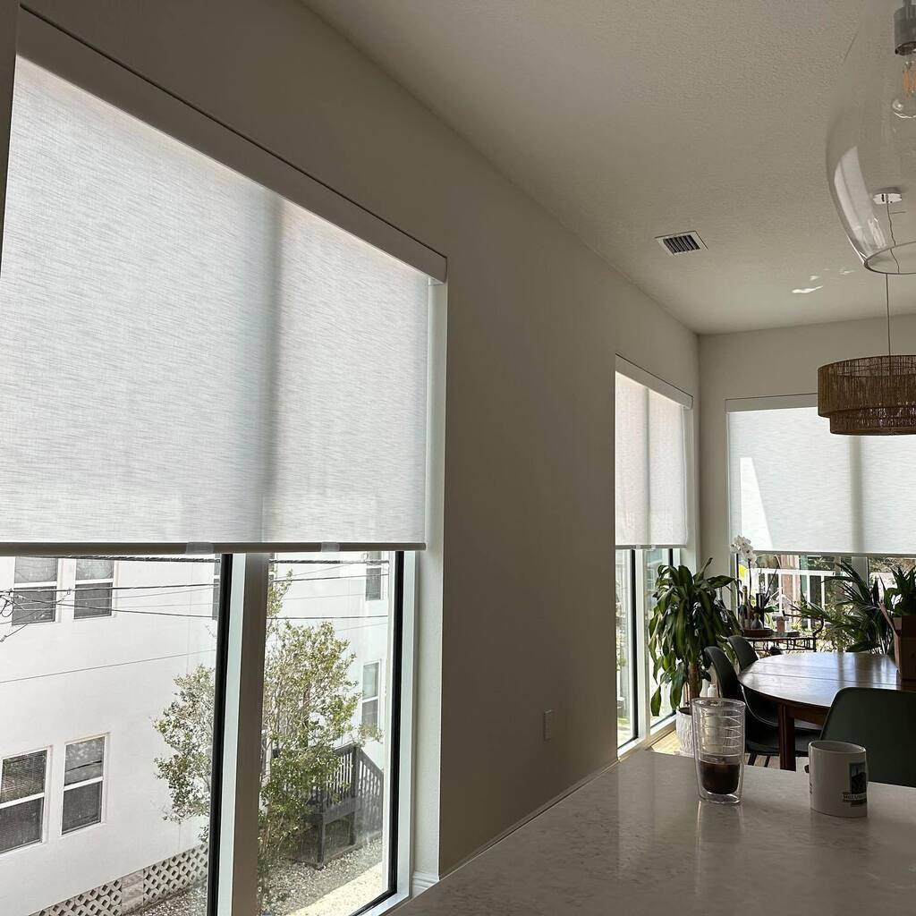 Freshen up your home with crisp white roller shades by @budgetblinds_northstpetersburg