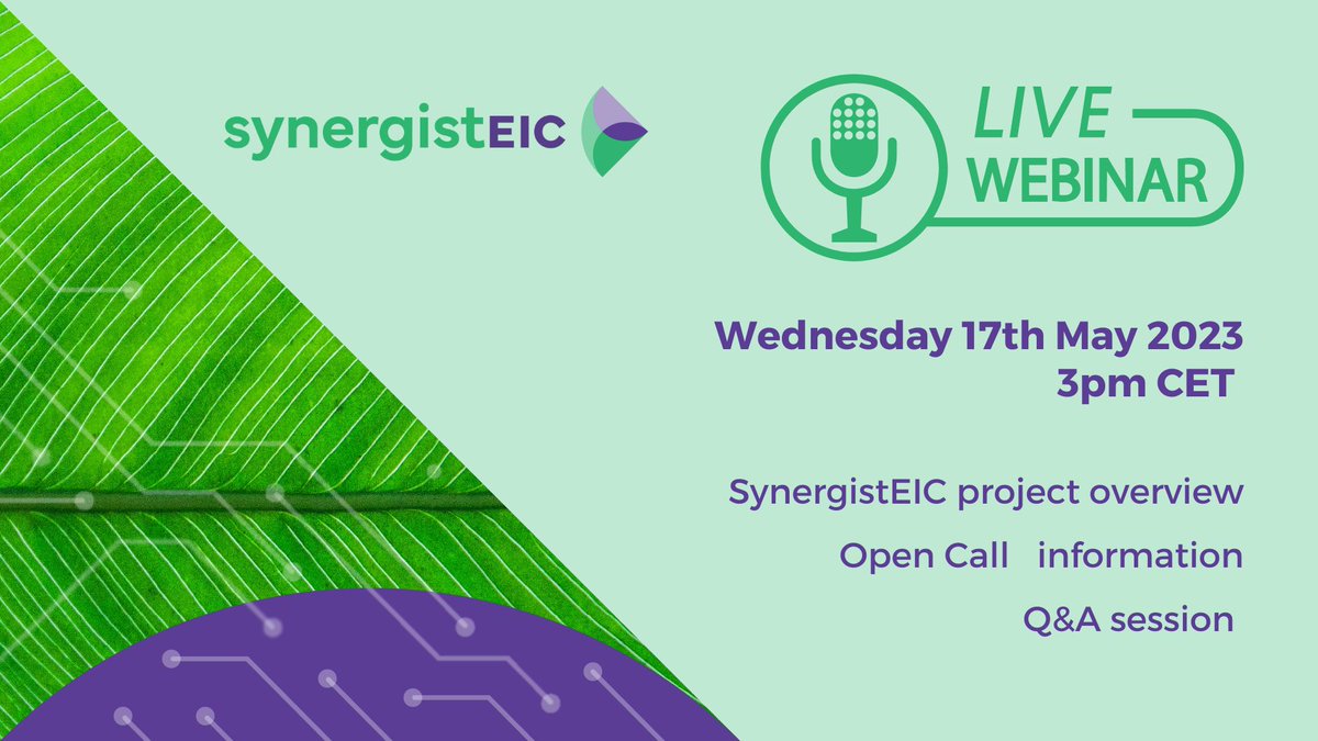 synergistEIC's tweet image. 📢 Do you have any question regarding our GreenTech Open call?
👉 Do not miss our webinar on Wednesday, 17th May at 15:00 CET where we will hold a live Q&A
Sign up here : f6s.com/open-call-webi…
@EU_EISMEA @EUeic @StartUpEU
#venturecapital #SMEs