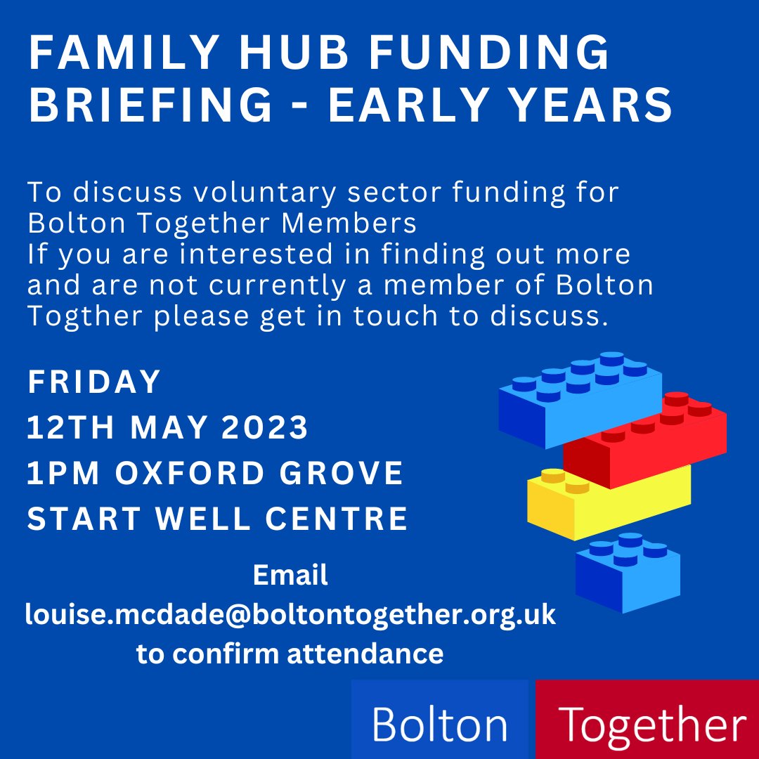 BoltonTogether's tweet photo. Please share with your voluntary &amp; community sector networks.  The Briefing will provide more details about the delivery programme &amp; funding for the VSCE in #Bolton.  This is open to Bolton Together Members.  If you are not currently a member get in touch to find out how to join. https://t.co/5pSrPPmEwM