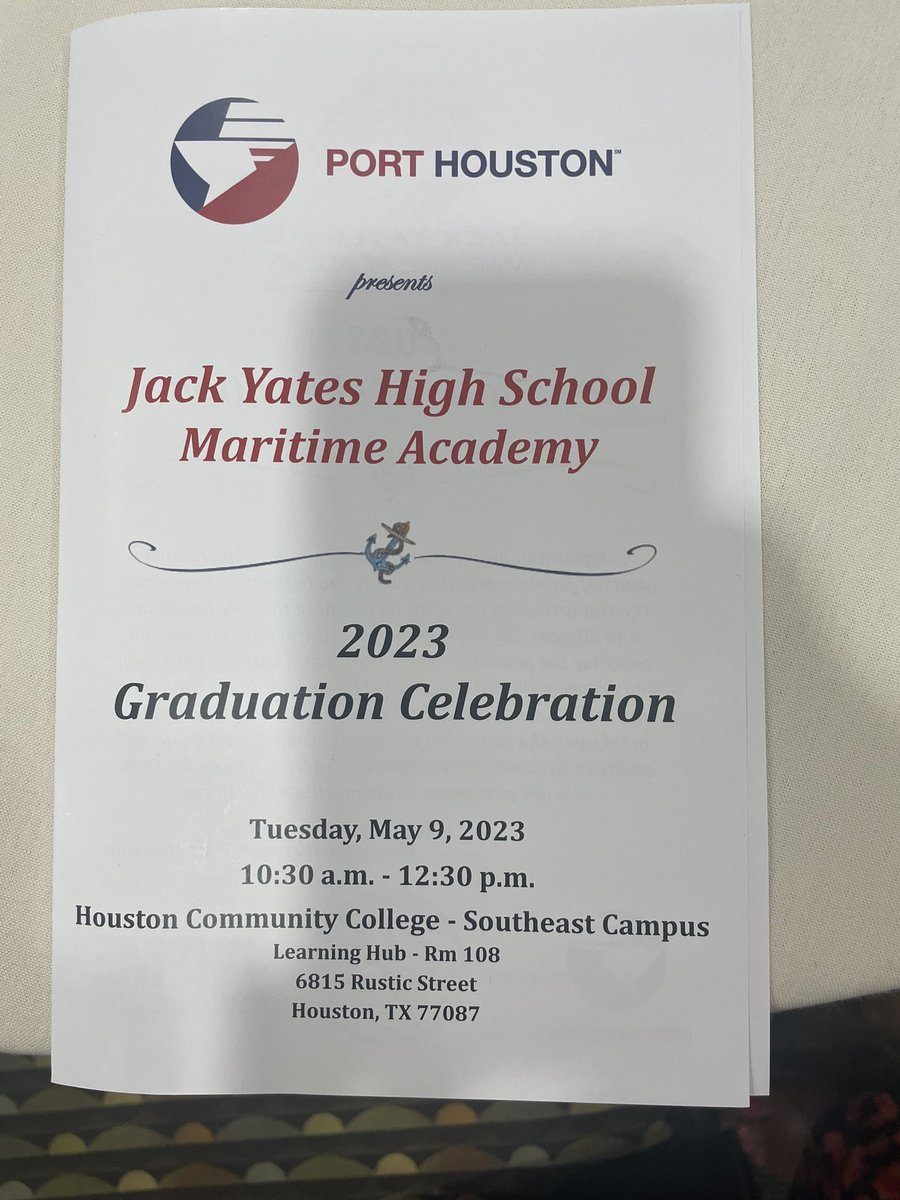 HISDCTE's tweet photo. @WeAreHCCS celebrating @JackYatesHigh Maritime Academy graduation  class of 2023 🎓  @Port_Houston #CareerOpportunities #maritime #PHPME @HoustonISD @HISD2College https://t.co/gaqR1aKop9