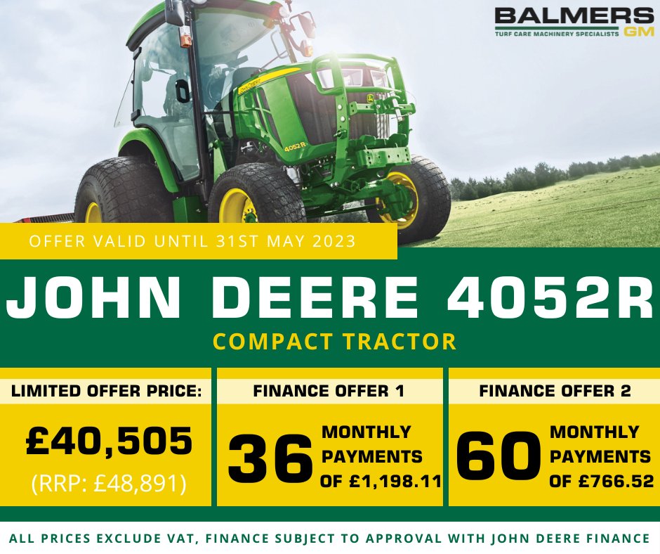 BalmersSales's tweet photo. Head to our website for all the details 👉 https://t.co/RrrBZxiRR9

#johndeere #johndeeretractor #johndeerecompacttractor #compacttractor #turftractor #groundcare #sportsturf #turfies #turfprofessionals https://t.co/CTXWsQ7iRP
