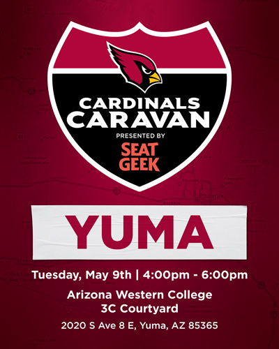 AZCardinals's tweet photo. #CardsCaravan is back and headed to Yuma this afternoon. ๐
Join Cardinals TE @mcbtrey, Big Red, and the Cardinals Cheerleaders for a meet & greet, prizes, and more.
๐ฒ https://t.co/qS57iULl5E https://t.co/usijhjAQJz