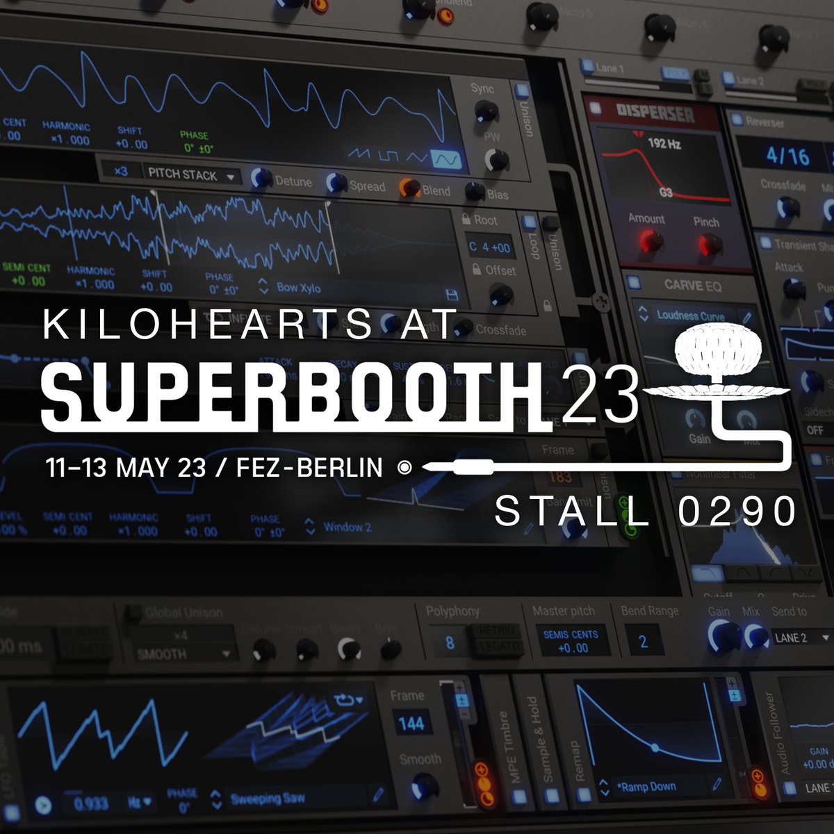 kilohearts's tweet photo. We are on our way to @Superbooth_Bln to join in the bleepy bloopy funtimes! If you're there then swing by stall 0290 and hang out with the Kilohearts team plus our special guest, @Naskomusic. ❤️
#phaseplant #multipass #snapheap #superbooth https://t.co/Fi1LEuAlsE