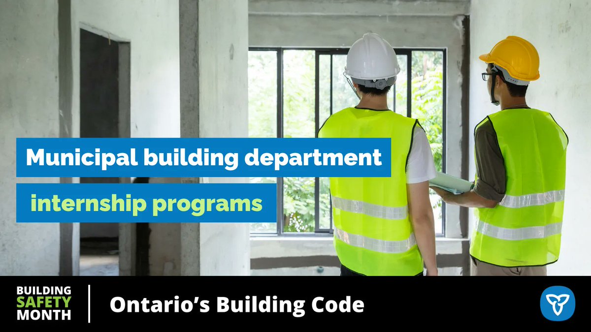 ONmunicipal's tweet image. [1/3]
Ontario has streamlined the process for municipal building departments to hire intern inspectors. Giving interns hands-on experience helps to increase the sector’s capacity to build more homes. 
#BuildingCodeMatters #BuildingSafetyMonth