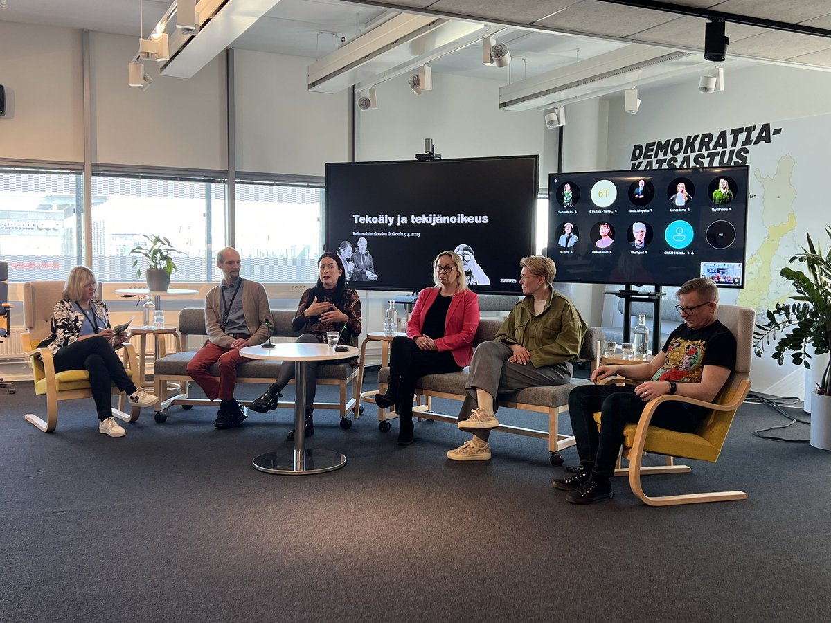 kristolehtonen's tweet photo. Tekoäly ja tekijänoikeudet puhuttivat @SitraFund reilun datatalouden iltakoulussa (juontajana @HeleMustikainen). Kiitos Aleksandra @KarelianAI, @VuopalaAnna, @eiramojo, @jharju @tarmotoikkanen erittäin monipuolisesta ja asiantuntevasta keskustelusta aiheen tiimoilla. Ketju 1/x https://t.co/VWDzZaGZvn