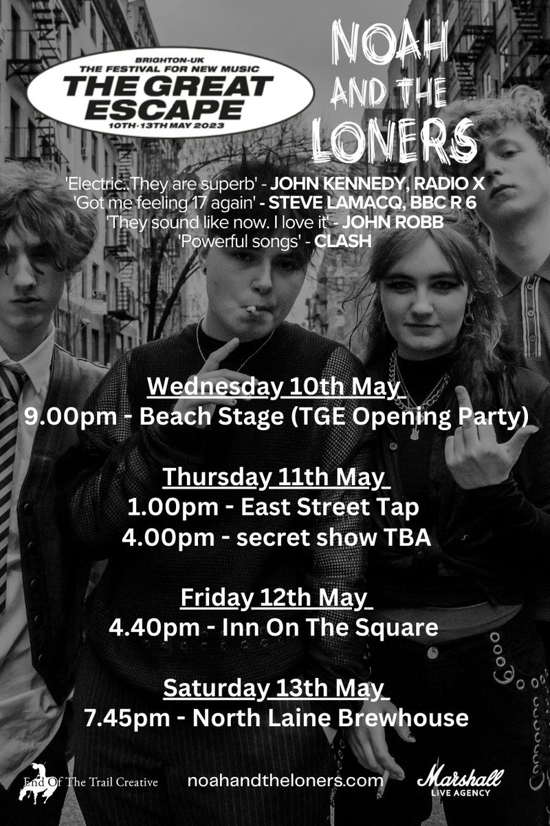 Catch us at The Great Escape this week. Shows below.
#TGE23