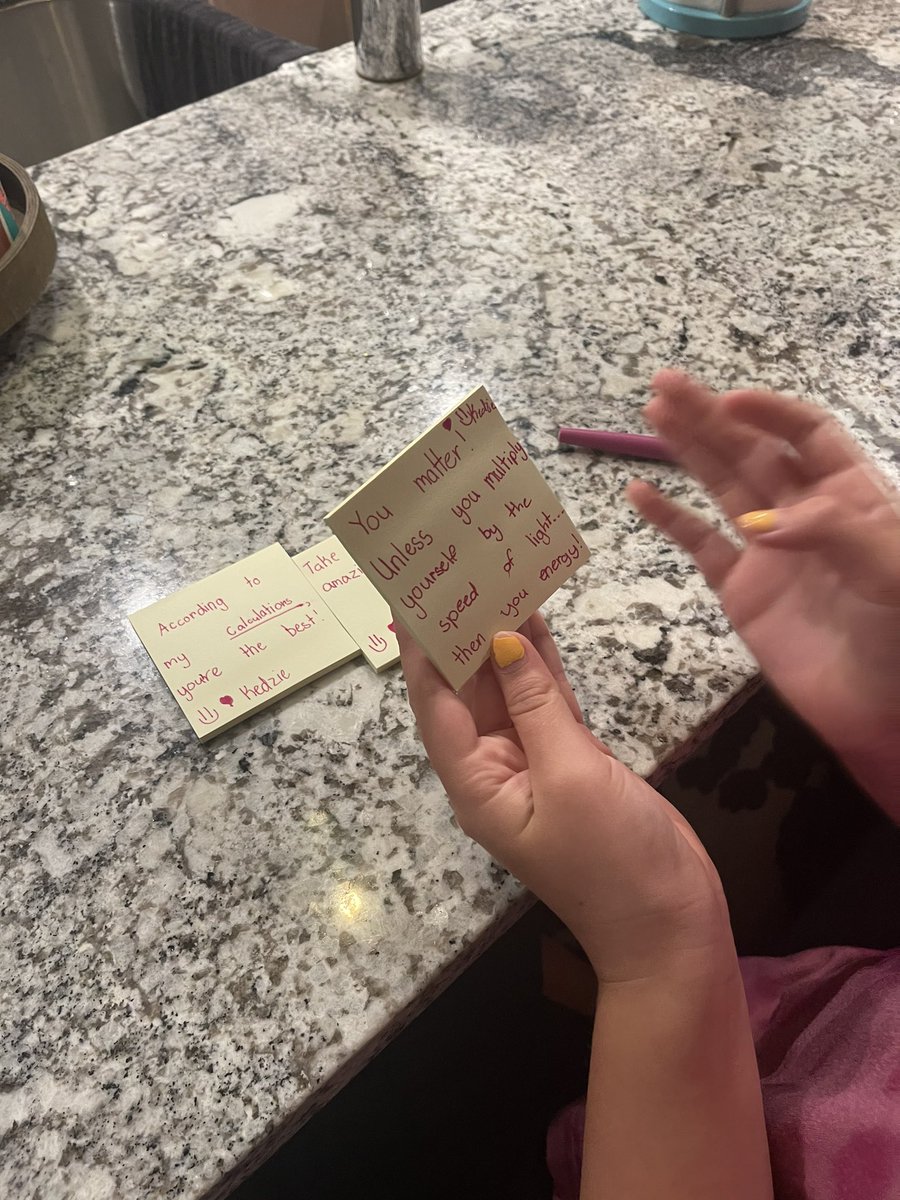 When your 4th grader wants to give her #teachers sticky notes and a handwritten pun, you help her out! She wrote a science, a math and an ELAR theme for each of her 3 teachers. #TeacherAppreciationWeek healthyhappyteacher.com/teacher-apprec…
