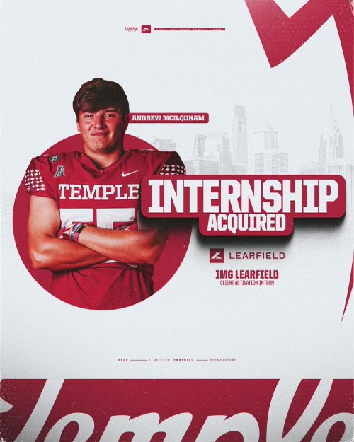 CoachScheier's tweet photo. Oh SNAP! Another step towards DEVELOPING AS A WHOLE MAN!
CONGRATS to long snapper @Amcil_LS for landing that INTERNSHIP @Learfield!
#DevelopingYourBrand #BigCityOpportunities #TempleTUFF https://t.co/417dVPCBZI