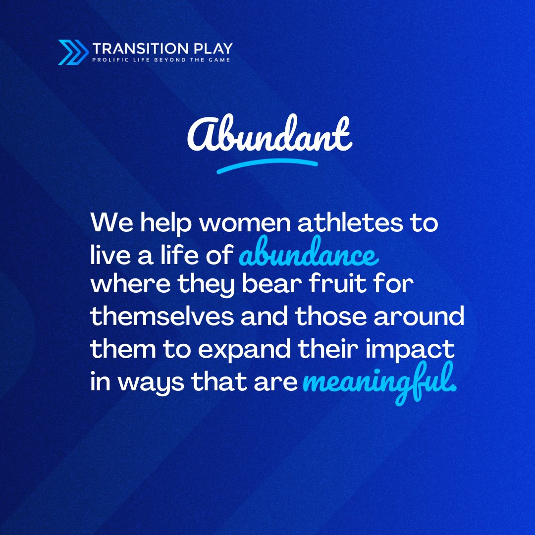transition_play's tweet photo. One of our values at Transition Play is *Abundant* which drives us to help women athletes discover how to live an abundant life in their personal, professional and public experiences outside of sport.

What does an abundant life look and feel like to you? https://t.co/8lC1HDUTfQ