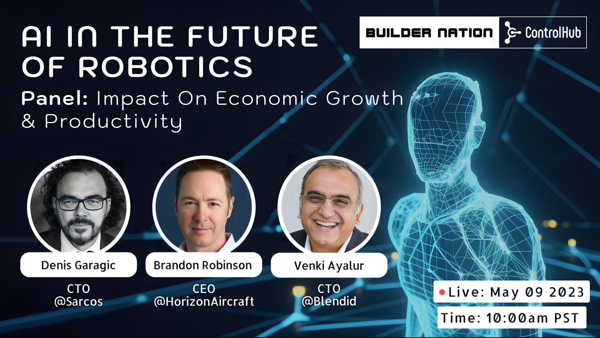 Builder Nation (@buildernationus) on Twitter photo The day has finally arrived! Builder Nation's "AI - The Role of AI in the Future of Robotics" panel is happening TODAY at 10:00 AM (PT) 🤖💥
Get together with fellow hardware innovators <a href="/BuilderNationUS/">Builder Nation</a> 's Slack community here: controlhub.com/events/panel/a…
#Robotics #Tech #technews The day has finally arrived! Builder Nation's "AI - The Role of AI in the Future of Robotics" panel is happening TODAY at 10:00 AM (PT) 🤖💥
Get together with fellow hardware innovators <a href="/BuilderNationUS/">Builder Nation</a> 's Slack community here: controlhub.com/events/panel/a…
#Robotics #Tech #technews