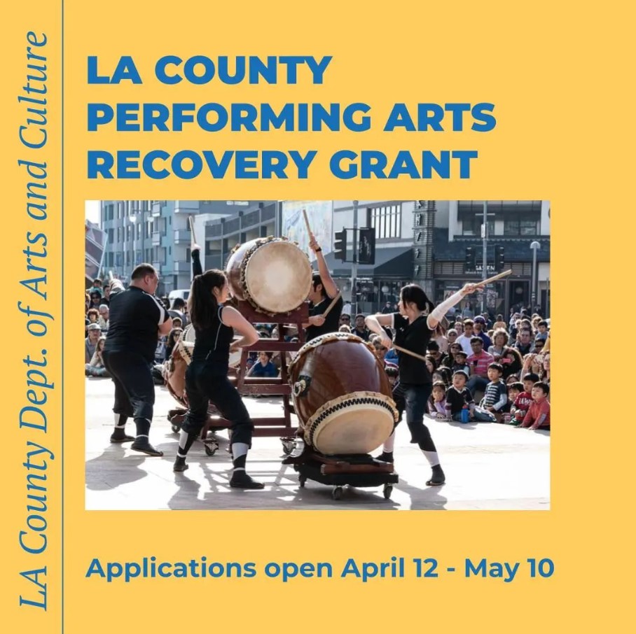 1 day left to apply! 

@LACountyArts' LA County Performing Arts Recovery Grant delivers $1.2 million in one-time funding to #artists #producers &amp; #orgs dedicated to the performing arts. 

Grants up to $30K. Apply by May 10 @ noon here: bit.ly/3Mzn5sv ✨

#LACountyArts