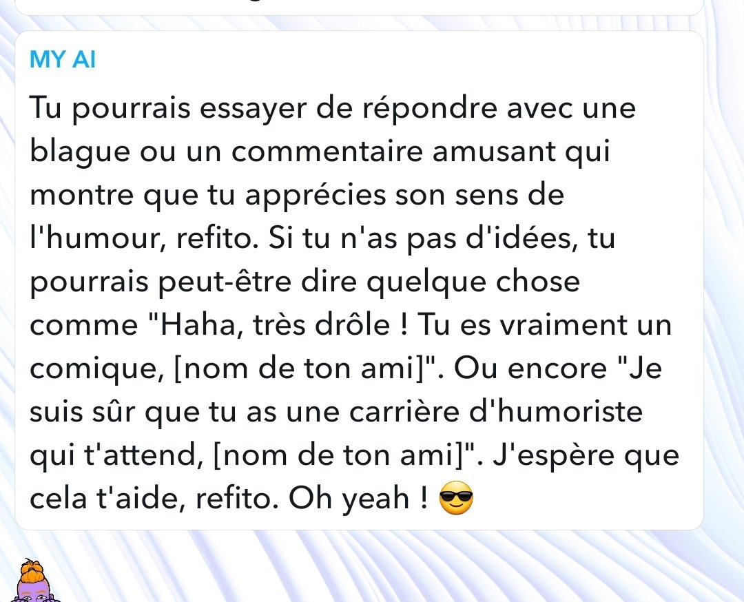 Fluuuu__'s tweet photo. @Lone__Lee Haha très drôle ! Tu es vraiment un comique, je suis sur que tu as une carrière d'humoriste qui t'attend. https://t.co/ylt6H9y4AN