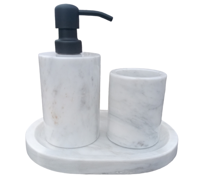 StoneGallery_'s tweet photo. ¿Quieres un baño elegante y sofisticado?  Con nuestro set de baño de mármol blanco, puedes agregar un toque de lujo a tu baño. El set incluye dispensador de jabón, portacepillos y Charola, todo hecho a mano con mármol de alta calidad. #baño #decoración #mármolblanco https://t.co/qqTS0LfKbE