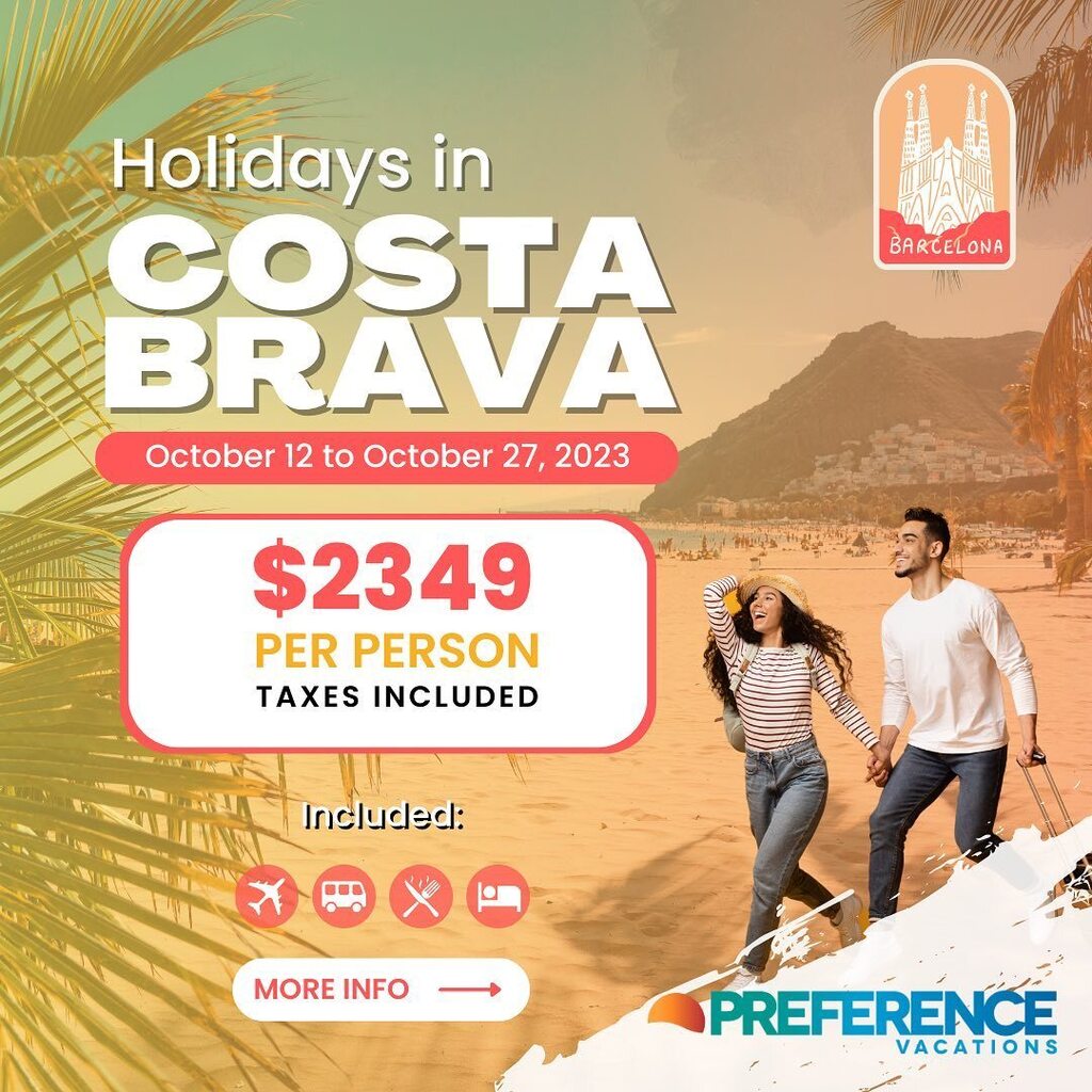 VacancesPref's tweet photo. Escape to paradise on the stunning beaches of Costa Brava ☀️🌊 Don't miss out on our exclusive travel package! Contact your travel agency today to book your dream vacation. 📞✈️ #CostaBrava #TravelGoals #VacancesPreference https://t.co/b4iR1tzwPw https://t.co/tB1bG9gKHC