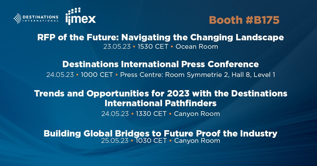 Join the Destinations International team at IMEX Frankfurt. Don’t forget to stop by our Booth B175!
