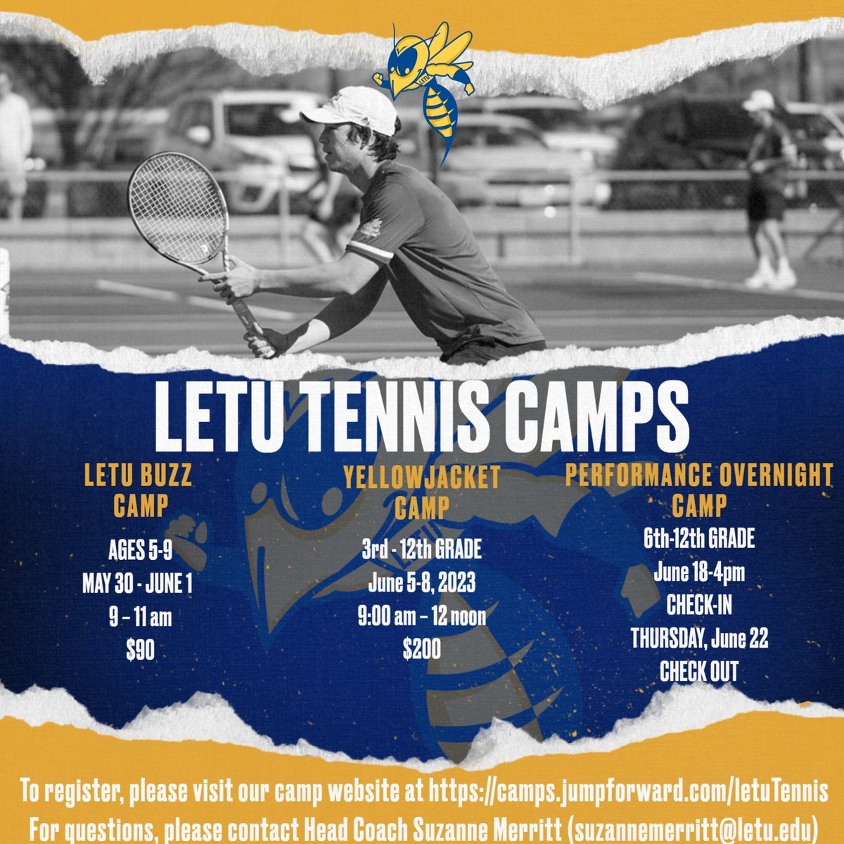 Don't miss out on the college tennis experience! Get your spot at one of our amazing summer camps. #letutennis #collegetennis