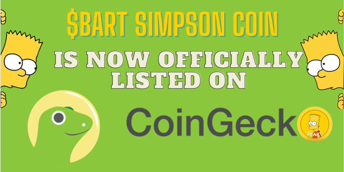 🚀 Exciting news! $BART has just been listed on Coingecko! 🎉 Join the party and hop aboard #BARTarmy !!!
Let's see where this journey takes us! #crypto <a href="/coingecko/">CoinGecko</a> <a href="/coinlistings/">Coingecko Listings</a>

coingecko.com/en/coins/bart-…

#MemeCoinSeason #BART the next #SAFEMOON  #BSC #1000xgem