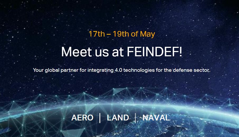 #SaveTheDate | Come & visit us at hall 10, booth E02 of @FEINDEF_ that will take place next May 17- 19 in #Madrid. We look forward to seeing you! Discover more and book a meeting now here: bit.ly/42Bismk #feindef2023 #defensa #innovacion #defense