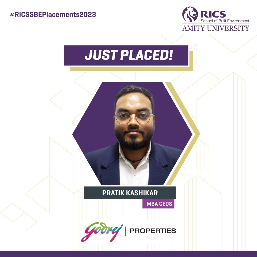 RICS_SBE's tweet photo. We are delighted to announce that Pratik Kashikar has made an exceptional achievement in securing a coveted placement with Godrej Properties.
Apply Now: https://t.co/NyGq82lbJQ
#RICSSBE #RICSSBEAmityUniversity #RICSSBEPlacement2023 #RICSSBEStudents #StudentsofRICSSBE https://t.co/agp1TnGEGh