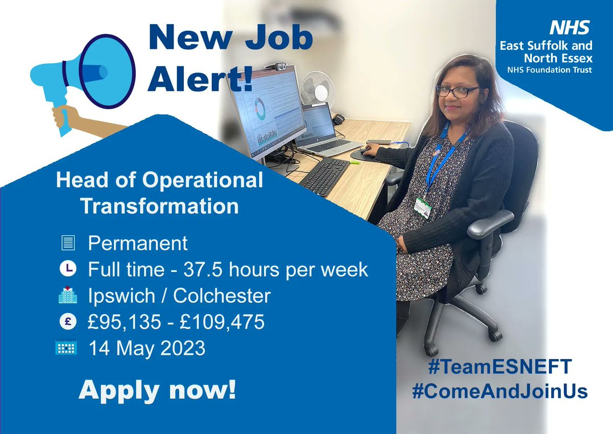 Want your chance to make a difference to one of the largest #NHSTrusts in East Anglia? 
👇 👇 👇 #TeamESNEFT #ComeAndJoinUs

💻 Apply now: buff.ly/3NyZZSY 

#NHS #NHSJobs #TimeToShine #OurNHSPeople #Hospital #NHSHeroes #Healthcare #Transformation #HealthcareHeroes