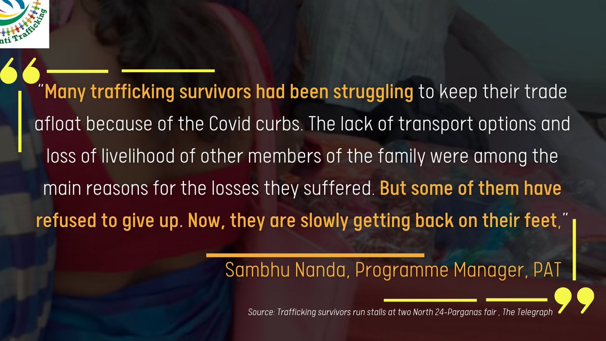 As part of the #Kaarya initiative, SHGs founded by human trafficking survivors managed two stalls at two fairs. The fair was a success and a confidence boost for the participating self-help groups. Their story was featured in the Telegraph.
Read The stroy: bit.ly/3HULaa2