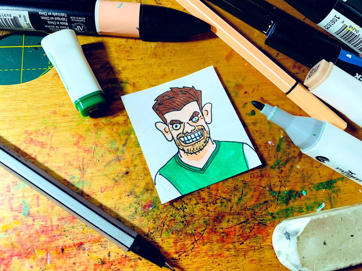 CheapPanini's tweet photo. 💚Plymouth Argyle got promoted, and we've been gently bullied into sullying the freshly minted memories with some extremely poor drawings. Here's a deeply unsettling Joe Edwards, which is as accurate as things are likely to get.

RTs &amp; angry critiques equally welcome x
#PAFC https://t.co/fbVt5Urw1U
