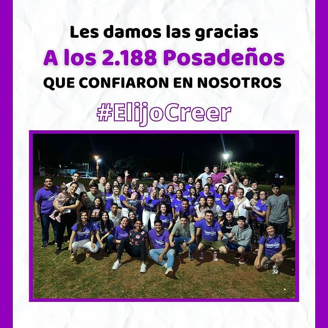 A cada barrio, cada familia, cada vecino que nos abrió sus puertas les agradecemos la atención y un gracias muy especial a las 2.188 posadeños que confiaron en nosotros.

Y felicitaciones al Intendente <a href="/LaloStelatto/">Lalo Stelatto</a> por el triunfo.
Desde ya podes contar con este joven equipo 💪