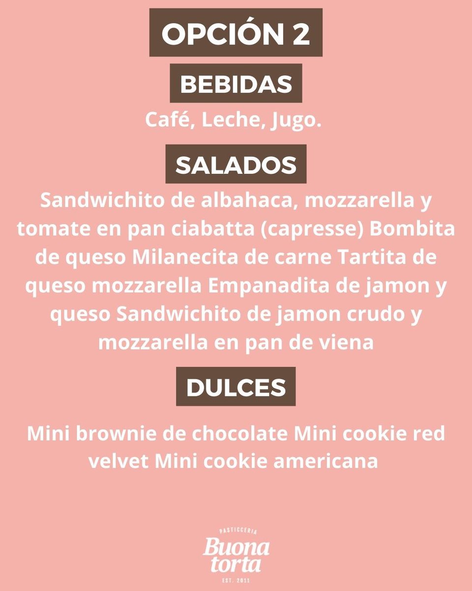 Sabías que tenemos opciones de servicios para tus eventos😎 para todo tipo de eventos, con dulces y salados✨escribinos, y si precisas algo diferente o modificar vemos de hacer otro personalizado💕