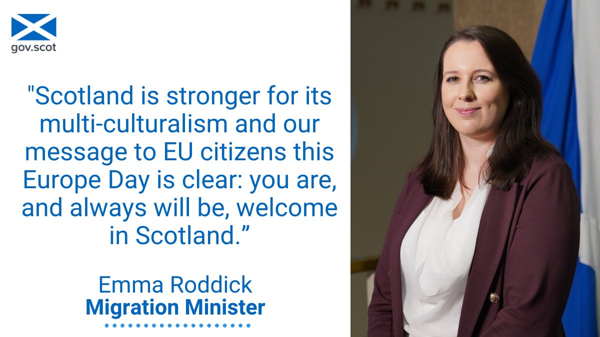 As Scotland celebrates Europe Day, Migration Minister @Emma_Roddick has announced continued support for EU citizens to Stay in Scotland. Read more: gov.scot/news/supportin…