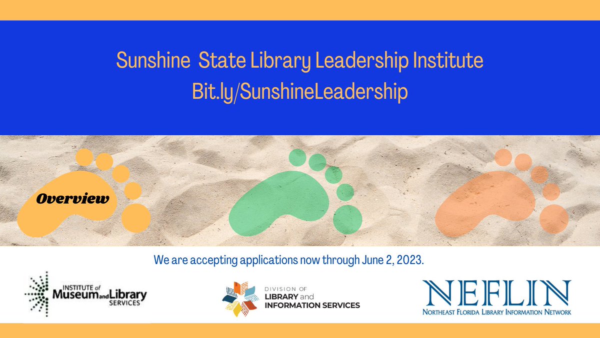 FLLibDev's tweet image. Are you ready to take a new step toward growing in your library career? The Sunshine State Library Leadership Institute is ready for you! Visit our overview page to learn more:
dos.myflorida.com/library-archiv…
#StepIntoSuccess #SSLLI #FloridaLibraries