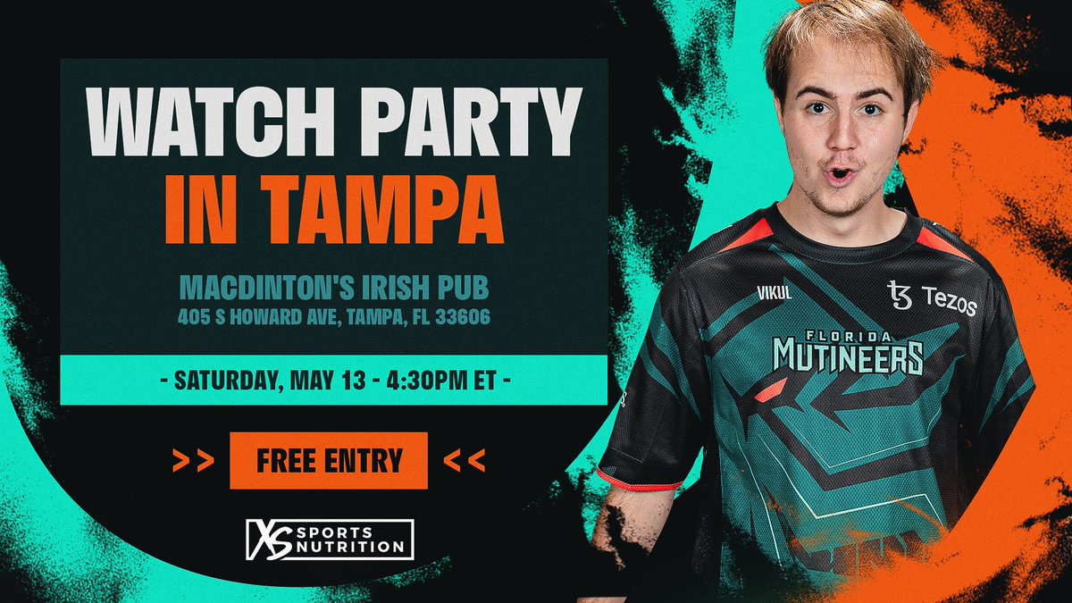 MiamiHeretics's tweet photo. TAMPA WATCH PARTY! 

📅 May 13th
⏰ 4:30pm ET
📍 Macdinton's Irish Pub

Free entry to all! Come support the crew this weekend #FearTheDeep https://t.co/EN9i0RKyHl