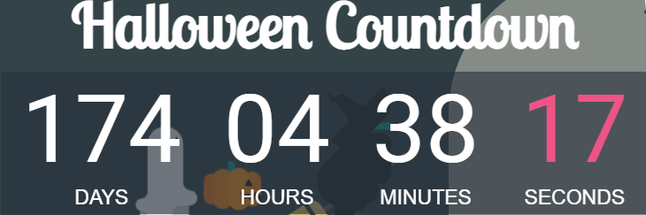 "🎃 Halloween Countdown Alert! Only 174 days left until the spookiest night of the year! 🕷️👻 Get ready for tricks, treats, and wicked fun! 🕸️🎉 #HalloweenCountdown #SpookySeason #CountdowntoHalloween #halloween99