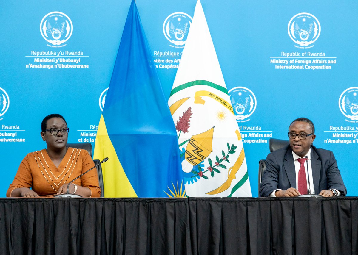 RwandaMFA's tweet photo. Today, Minister @Vbiruta held a diplomatic briefing on the recent natural disaster that hit the Northern, Western, and Southern Provinces of Rwanda. https://t.co/cTQ0Oq8gMS