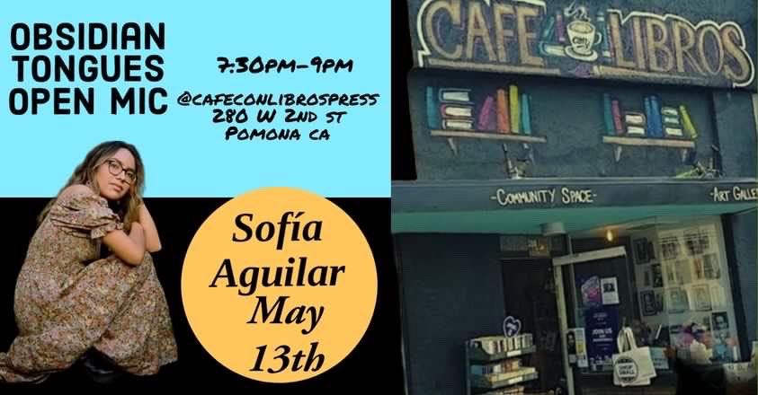 LA friends!! 🚨 so excited to share that i will be performing my work as a featured poet at Café Con Libros in downtown pomona THIS saturday, 5/13 at 7:30pm!! could not be more excited, hope to see some of your lovely faces there! 💗💗