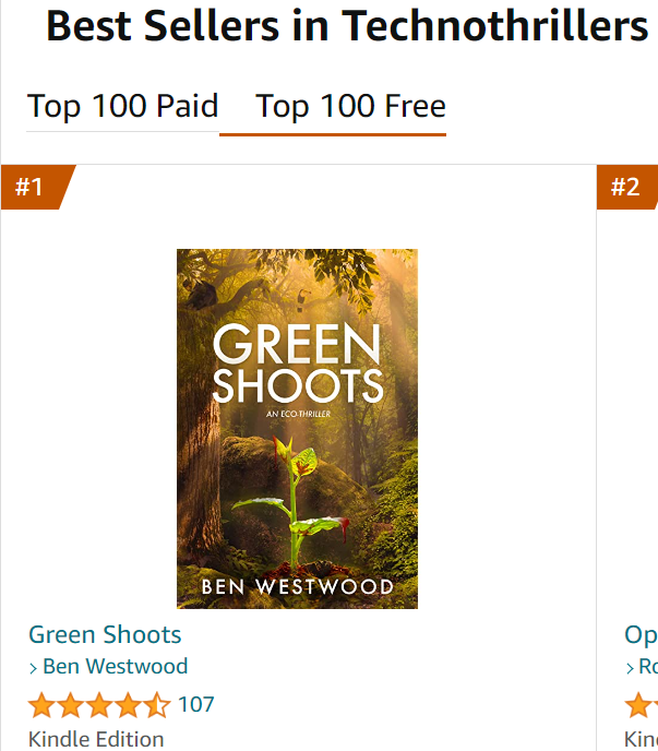 My eco-thriller novel Green Shoots is number one again in a thriller category. The ebook is free for the next 5 days so please download! :) #writing #writingcommunity #thriller #thrillerbook #novel #eco