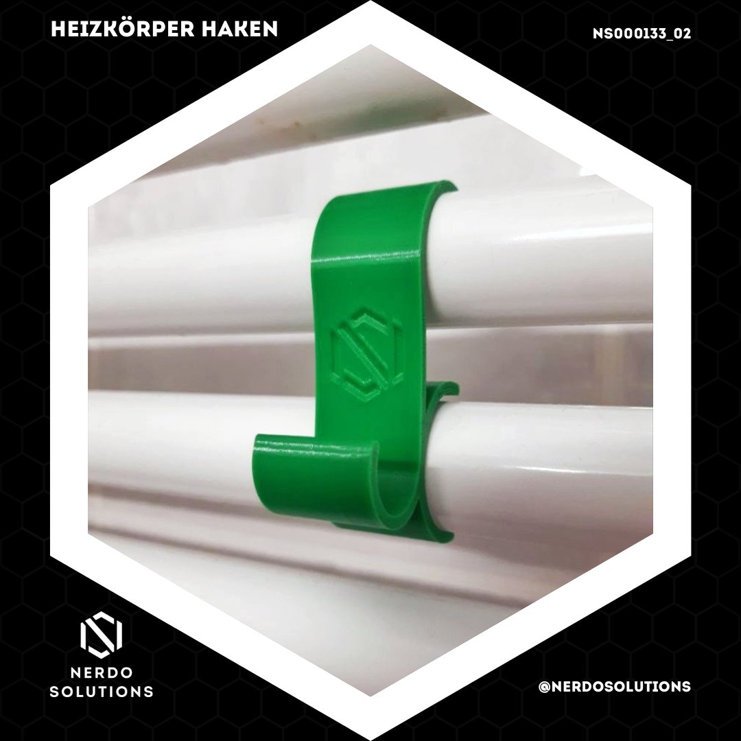 Immer wenn man einen Haken braucht, hat man keinen. Und besonders keinen passenden für einen Badheizkörper.
So ging es einer Kundin, die nun ein maßgeschneidertes Exemplar in grün hat.

#NerdoSolution #3DPrinting