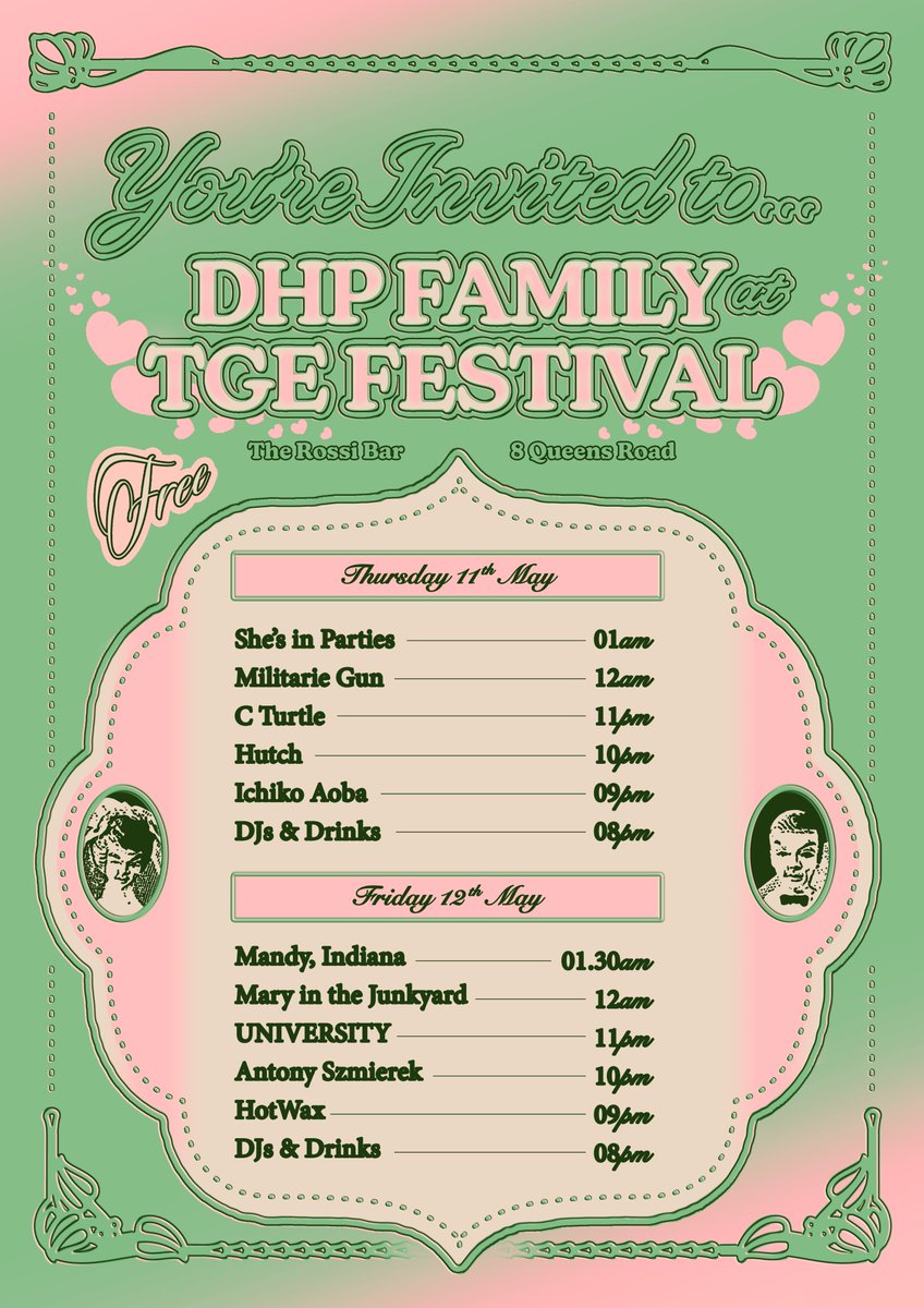 HOLD THE PHONE BECAUSE THE ROSSI BAR IS 😍 THIS YEAR !

Soo incredibly excited to have DHP hosting this banging unofficial TGE event 🤠FREE ENTRY, and no wristband needed babyy😎

8PM-2AM // 18+

(With a lineup like this, we recommend getting here early to avoid disappointment!)