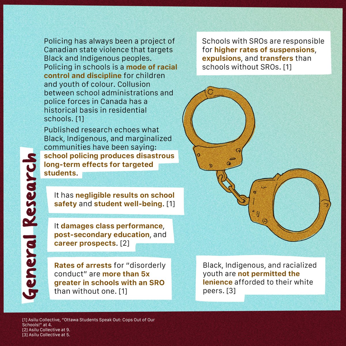 asilucollective's tweet photo. We commend the @OCDSB for implementing its policy and keeping cops out of schools.
Some are trying to bring the SRO debate back, but the facts, figures, & words of youth & families speak for themselves. #NoCopsInSchool #PoliceFreeSchools https://t.co/ZxEp9CG89Q