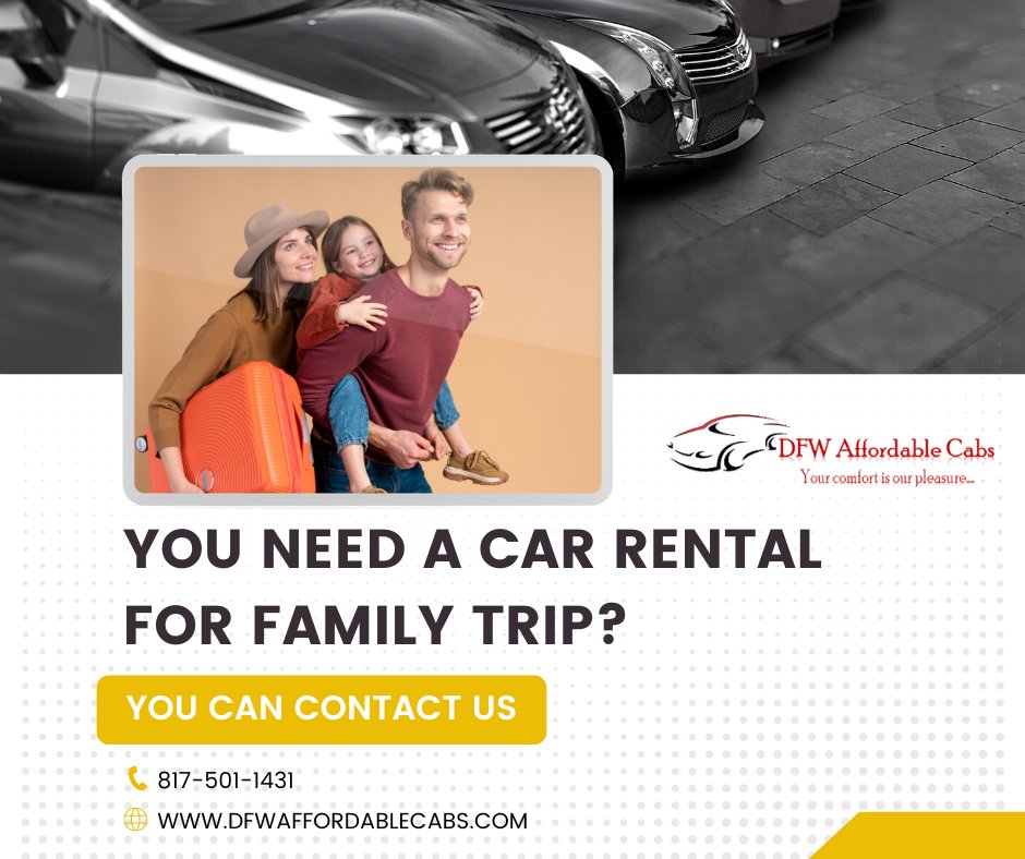 dfwcabs's tweet photo. Planning a family trip and need a reliable ride? Look no further! Enjoy a comfortable and hassle-free journey with our professional drivers. 
https://t.co/kXlF3y1SiX
#DFWCabService #FamilyTrip #ComfortableRide #ProfessionalDrivers #MemorableJourney https://t.co/obao140GG9