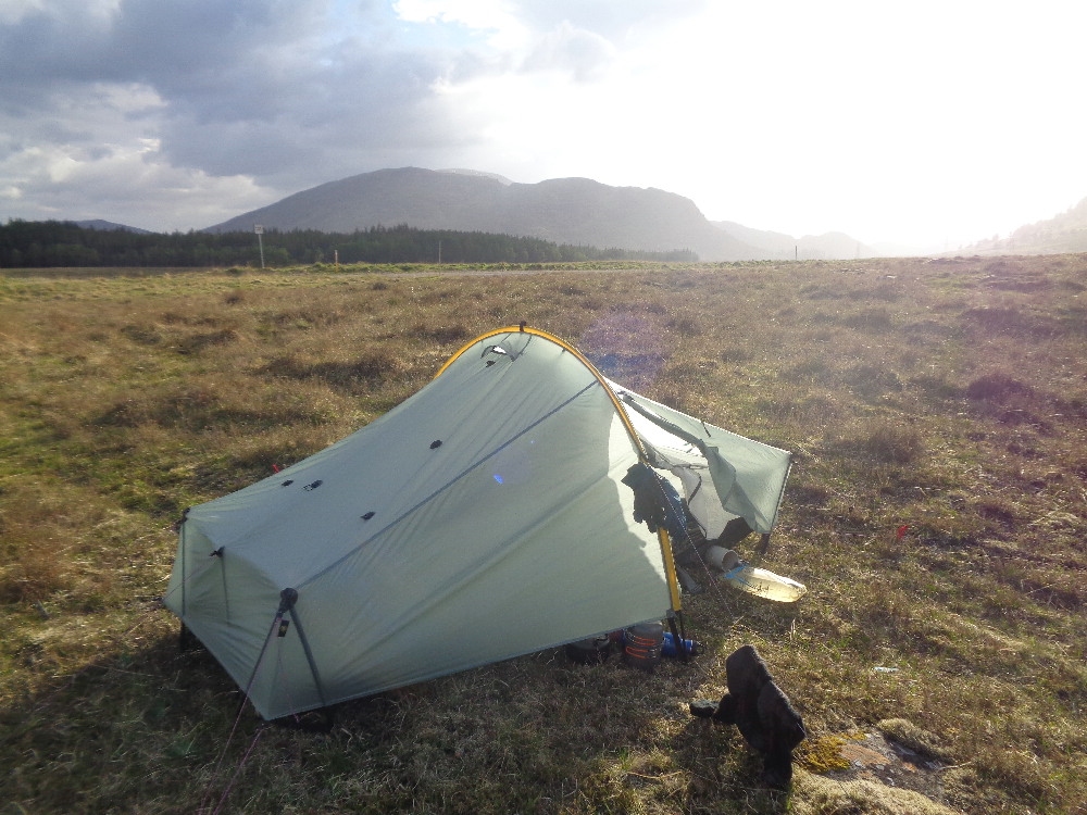 KnipeMike's tweet image. Almost ready for the 2023 TGO challenge - 18th crossing, should I manage to cross... - pack packed (heavy) pics from last year featuring JJ's tent - mine broke at Dornie in a bit of a wind...  3 days of wet then it was OK...