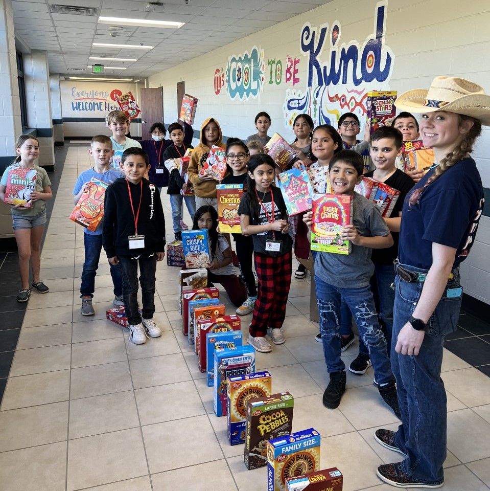 ConroeISD's tweet photo. Students at Austin are giving back to their community by collecting 1000 boxes of cereal to donate to the Montgomery County Food Bank! 🥣 @AustinCubs https://t.co/fHKjolHMRb