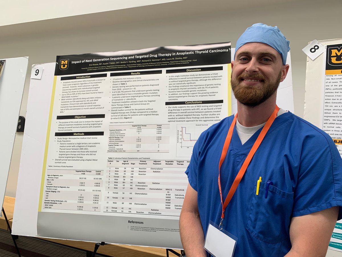 Dr. Austin Baker, PGY4, presents his research on anaplastic thyroid cancer at #EllisFischel Research Day! @mumedicine @muhealth