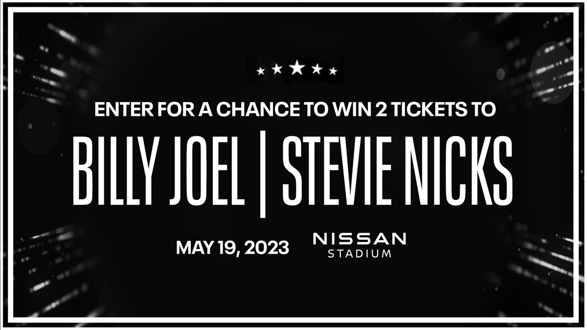 NissanStadium's tweet photo. Billy Joel &amp; Stevie Nicks are coming to Nissan Stadium!

Tell us two more icons you would love to see tour together for a chance to win tickets to the show on May 19th! 🎟️⤵️ https://t.co/6geL16YHG8