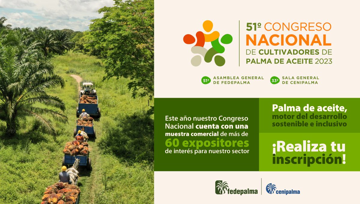Del 07 al 09 de junio asiste al #51CongresoPalmero en Barranquilla. Regístrate ahora y conoce a expertos de la industria, aprende sobre las últimas tendencias y haz conexiones valiosas.  

Ingresa a: bit.ly/42MTDEX