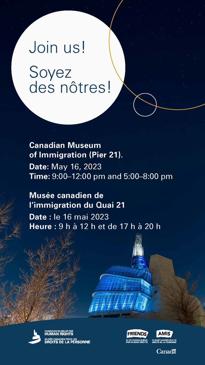 NSHumanRights's tweet photo. The Canadian Museum for Human Rights @CMHR_News is hosting Public Engagement Sessions on Tuesday, May 16 from 9:00 am to 12:00 pm and from 5:00 to 8:00 pm at the Canadian Museum of Immigration @Pier21 https://t.co/Y4UpGbJuPt