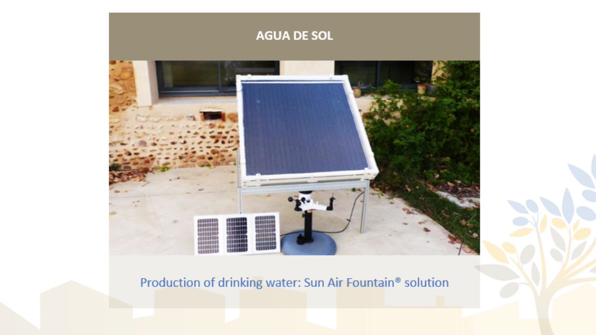 medadaptawards's tweet photo. The third winner is… Agua de Sol for its drinking water production project: Sun air fountain® solution! #Medadapt23 #Meetmed
